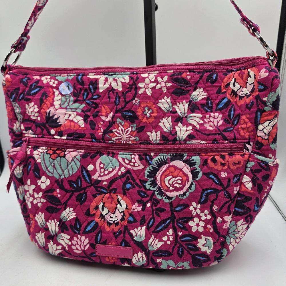 Vera Bradley Bloom Berry Quilted Cotton Shoulder Bag Purse Floral Pink Retired